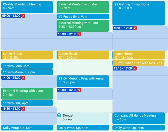 Picking time slots in Google Calendar
